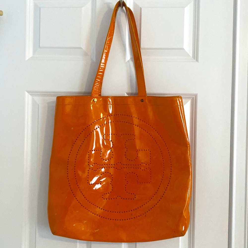 Tory Burch bright Orange patent leather bag